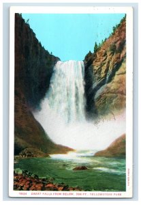 1920's Great Falls From Below, Yellowstone Park. Postcard F110E