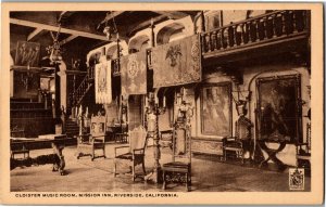 Cloister Music Room, Mission Inn, Riverside CA Vintage Postcard W34