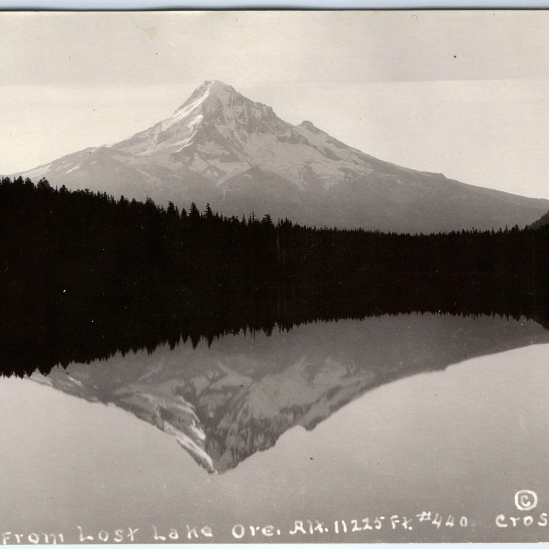 c1930s Lost Lake, Ore RPPC Mt Hood Real Photo Postcard OR Cross Dimmitt A92