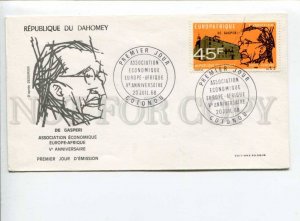 291396 DAHOMEY 1968 First Day COVER Gasperi association