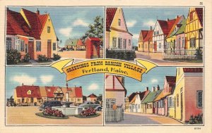 PORTLAND ME Greetings From Danish Village Maine Vintage Postcard ca 1940s