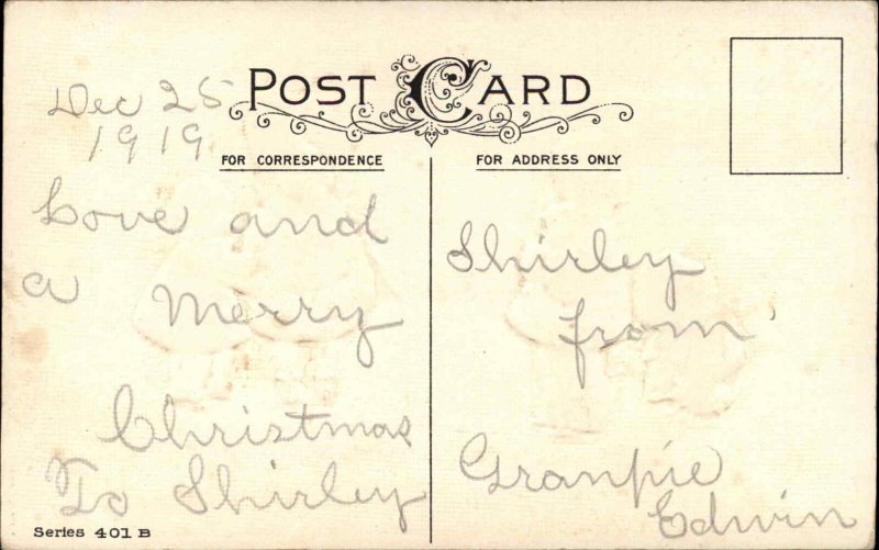 Christmas Children Pierrot Embossed Pauli Ebner Unsigned c1900s-20s Postcard