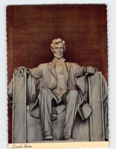 Postcard Lincoln Statue, Lincoln Memorial, Washington, District of Columbia