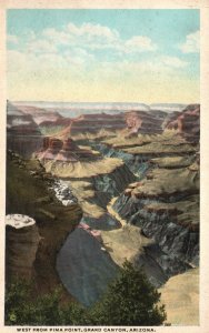 Vintage Postcard 1920's West From Pima Point Cliff South Rim Grand Canyon AZ