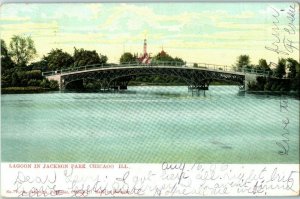 Postcard Bridge over Lagoon in Jackson Park Chicago Illinois Posted 1906