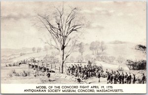 Model Of Concord Fight April 19 1775 Antiquarian Society Museum Mass Postcard