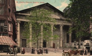 Vintage Postcard 1910 St. Paul's Church Religious Building Boston Massachusetts