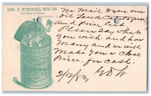 1883 Geo. D. Winchell Manufacturing Co. Cincinnati Ohio OH Postal Card 