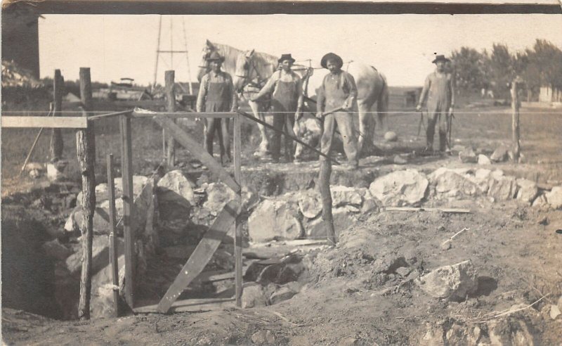 J11/ Hawkeye Iowa RPPC Postcard Occupational Men Digging Well Mine? 214