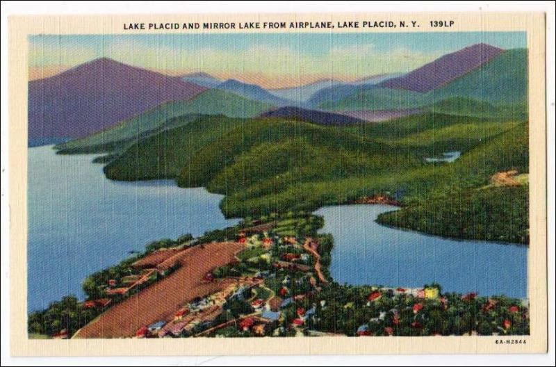 NY - Lake Placid. Aerial View of Lake Placid & Mirror Lake