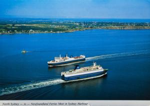 North Sydney Nova Scotia NS Harbour Ferries Ships Unused Vintage Postcard D34