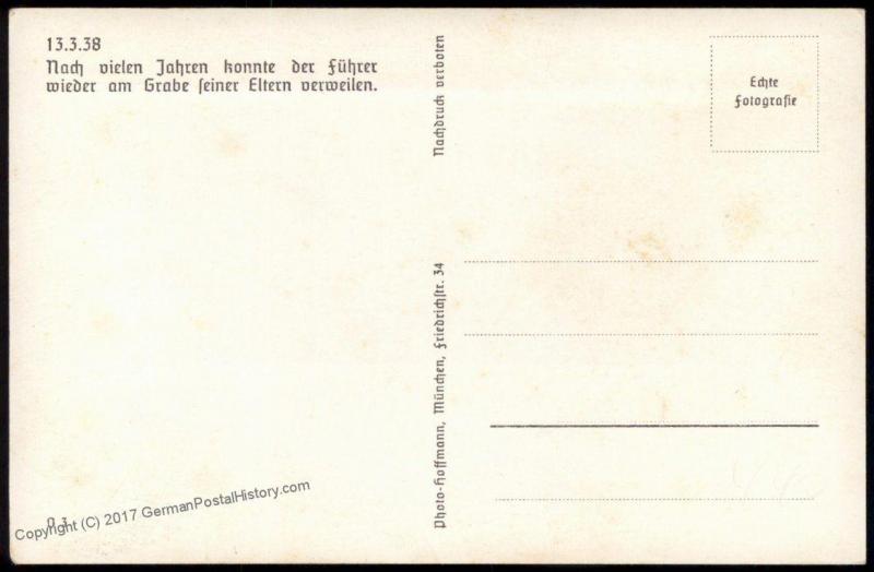 Adolf Hitler At Parents Graves  RPPC 84559