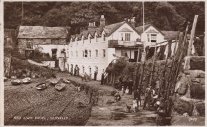The Red Lion Hotel Clovelly Real Photo 1948 Postcard
