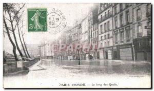 Old Postcard Paris Floods Along Quays