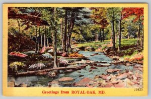 1940's GREETINGS FROM ROYAL OAK MARYLAND MD VINTAGE SCENIC LINEN POSTCARD #3