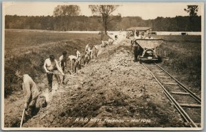 R.A.D. at WORK 1936 TIEFENAU RAILROAD VINTAGE GERMAN REAL PHOTO POSTCARD RPPC