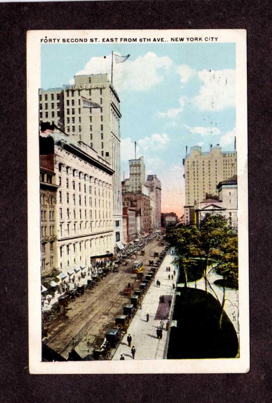 NY Forty Second From 6th Ave Street New York City NYC Vintage Postcard