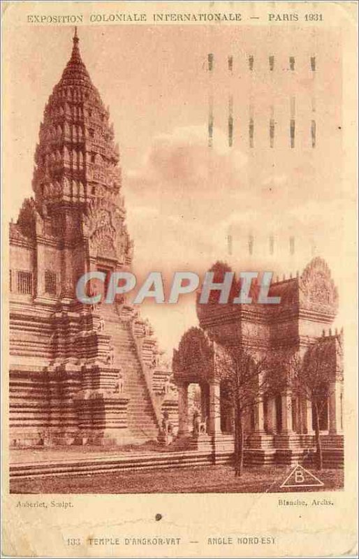 Postcard Ancient Angkor Wat Angle North East Exposition Coloniale Internation...