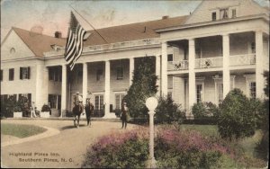 Southern Pines NC Highland Pines Inn Entrance Horses 1900s-20s Vintage Postcard