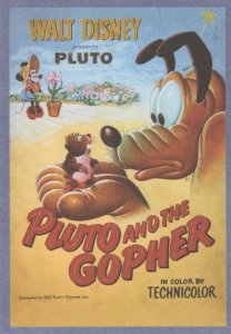 Walt Disney Pluto Dog & The Gopher 1930 Cartoon Postcard