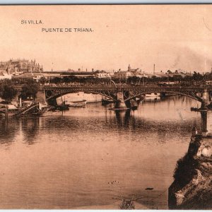 c1910s Sevilla, Spain Puente de Triana Isabel II Bridge PC Cathedral River A339