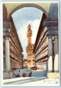 Gli Uffizi e la R. Galleria FIRENZE Florence Italy 4x6 signed Postcard