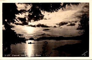 Alaska Channel Island At Sunset Real Photo