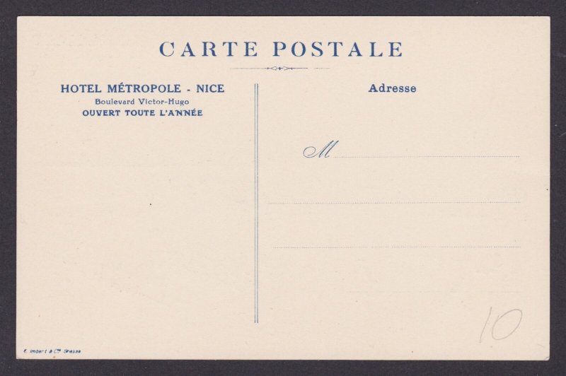 FRANCE, Vintage postcard, Nice, Hotel Metropole