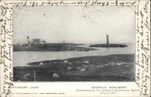 Fall River Massachusetts MA Cuttyhunk Light Lighthouse c1910 Vintage Postcard