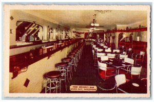 Green Bay Wisconsin WI Postcard Fred Becher's Tavern Interior c1940's Vintage