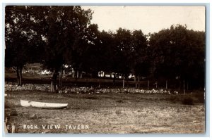 c1910's Rock View Tavern Boat Scene Cedar Rapids Iowa IA RPPC Photo Postcard