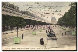 Postcard Old Paris Tuileries Garden and the Rue de Rivoli