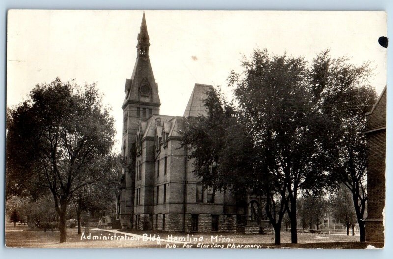 Hamline Minnesota MN Postcard RPPC Photo Administration Building c1910's Antique