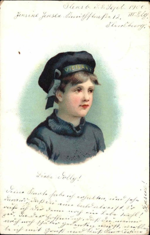 Little Sailor Boy VIGILANT Cap Unsigned Frances Brundage c1900 Postcard