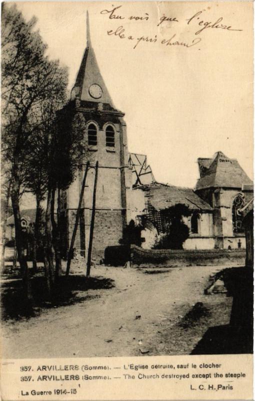 CPA ARVILLERS - L'Église detruite sauf le clocher (515363)