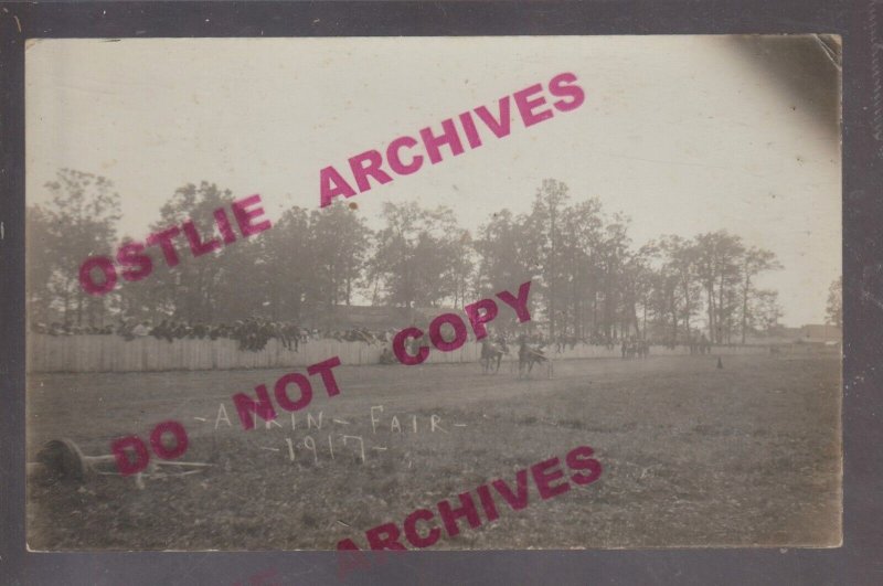 Aitkin MINNESOTA RPPC 1917 HARNESS RACE Sulky Horse Racing COUNTY FAIR Crowd MN