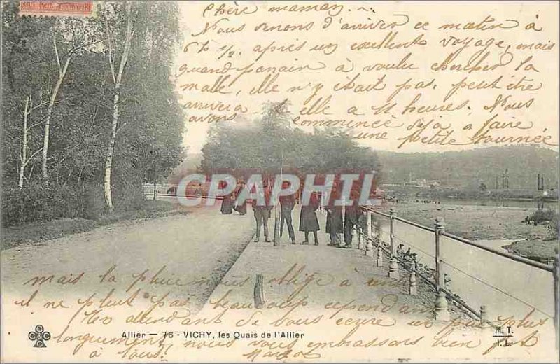 Old Postcard Vichy Allier Allier Quays Children (map 1900)