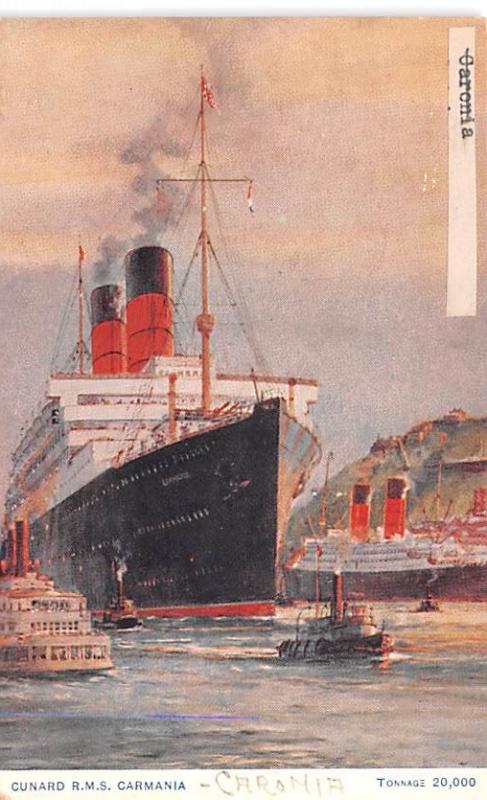 Cunard RMS Carmania Name of Ship labeled on front Ship Unused 