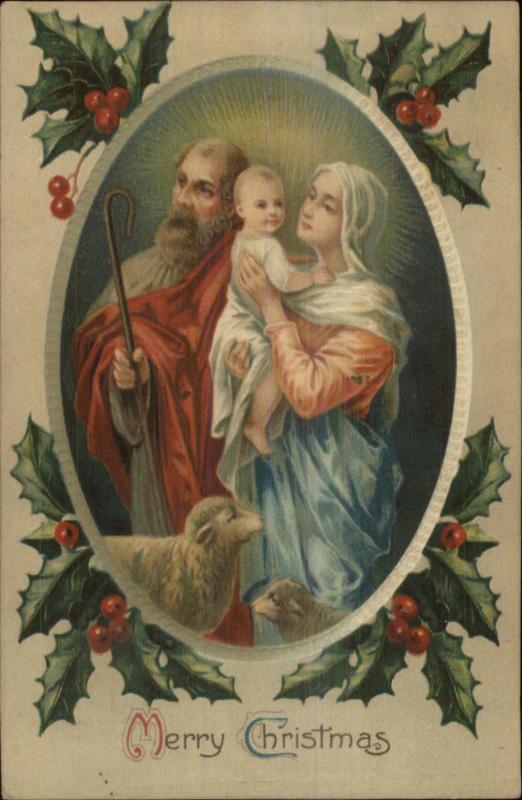 Christmas - Mary Jesus Shepherd c1910 Embossed Postcard