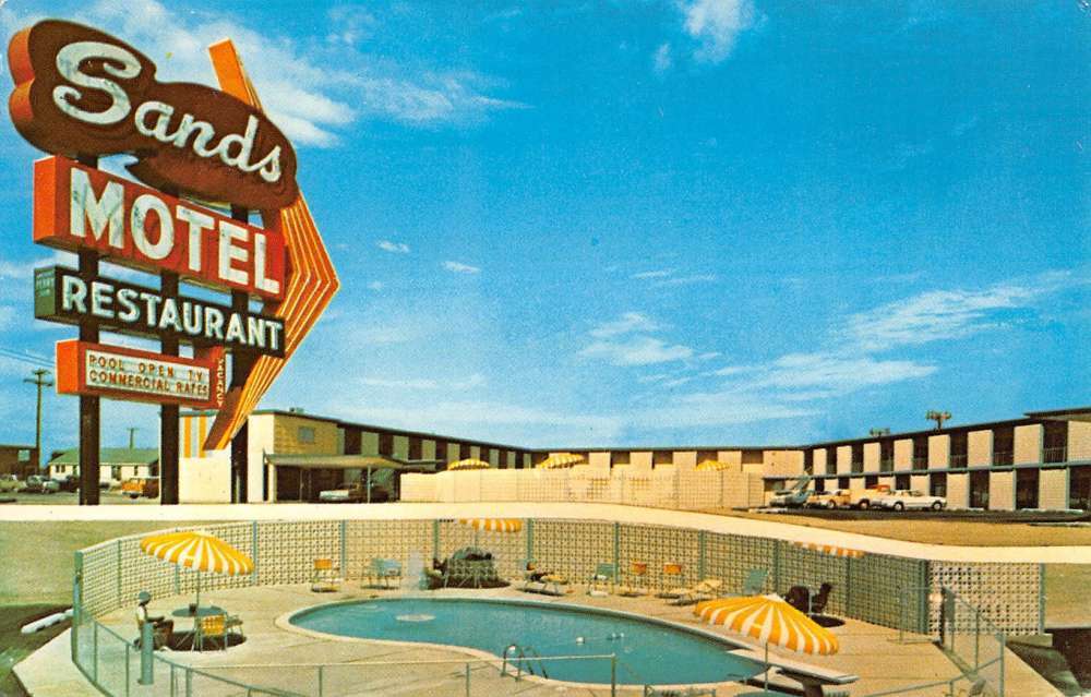 Texas Sands Motel Pool Side View Vintage Postcard K25081