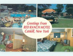 Unused Pre-1980 RED RANCH MOTEL Catskill Mountains New York NY u7034@