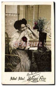 Old Postcard Fancy Phone Woman