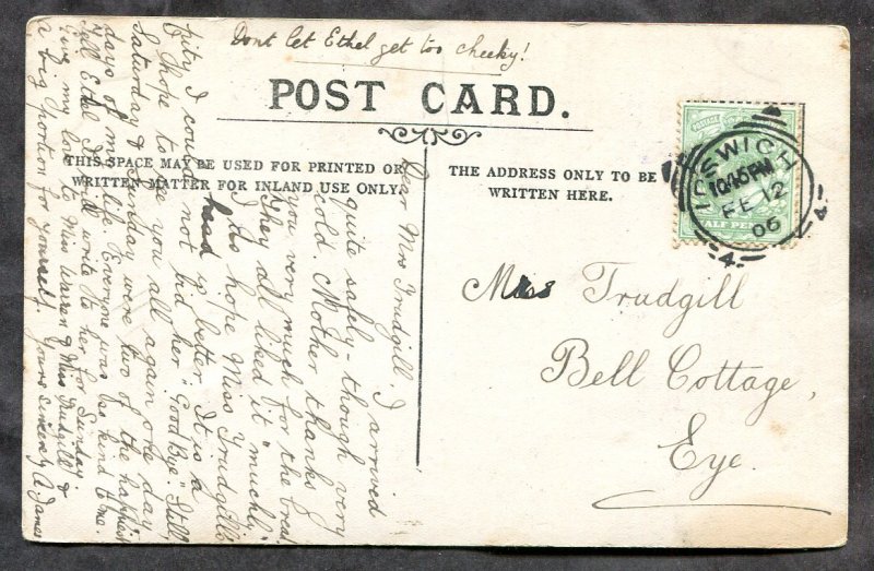 dc300 - UNDERCLIFF PICKERING England 1906 Canal. Ipswich Squared Circle