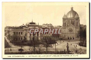 Postcard Old-STRASBOURG THE COURTHOUSE AND THE CHURCH ST.PIERRE-LE-YOUNG