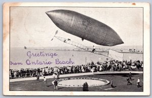 K50/ Rochester New York Postcard c1910 Ontario Beach Blimp Flight 154