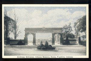 Franklin, Indiana/IN Postcard, Archway Entrance, Indiana Masonic Home