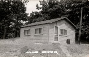 RPPC Lake Cabin Delta Lodge Resort Iron River WI Vintage Postcard J68