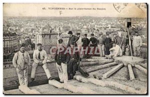 Vincennes Old Postcard On the platform of the keep (soldiers militaria)