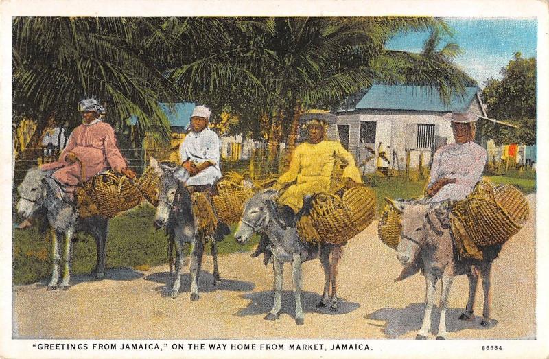 BR70451 greetings from jamaica  the way home from market types donkey caribbean