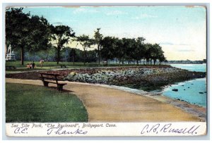 1907 Sea Side Park The Boulevard Bridgeport Connecticut CT Posted Bench Postcard